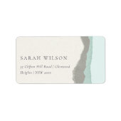 Pastel Aqua Gray Kraft Mountain Wave Adresse Adressaufkleber (Vorne)