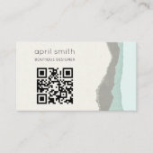 Pastel Aqua Gray Kraft Mountain Wave QR Code Visitenkarte (Vorderseite)