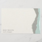 Pastel Aqua Gray Kraft Mountain Wave Torn Edge Briefpapier (Vorderseite)