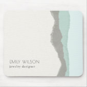 Pastel Aqua Gray Kraft Mountain Wave Torn Edge Mousepad (Vorne)