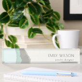 Pastel Aqua Gray Kraft Mountain Wave Torn Edge Namensplakette