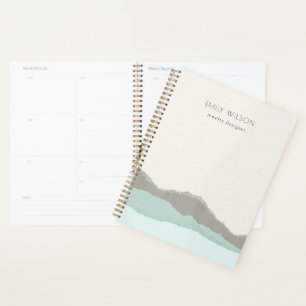 Pastel Aqua Gray Kraft Mountain Wave Torn Edge Planer