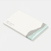 Pastel Aqua Gray Kraft Mountain Wave Torn Edge Post-it Klebezettel (angewinkelt)