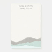Pastel Aqua Gray Kraft Mountain Wave Torn Edge Post-it Klebezettel (Vorderseite)
