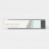 Pastel Aqua Gray Kraft Mountain Wave Torn Edge Schreibtischnamensplakette (Vorderseite )