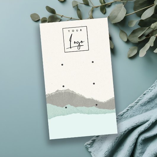 Pastel Aqua Kraft Mountain Wave 3 Earring Display Visitenkarte