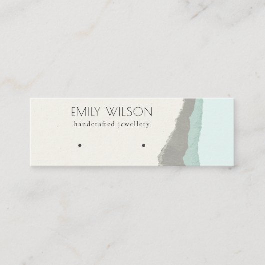 Pastel Aqua Kraft Mountain Wave Earring Display Mini Visitenkarte (Vorderseite)