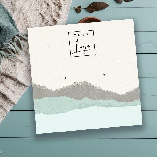 Pastel Aqua Kraft Mountain Wave Earring Display Quadratische Visitenkarte