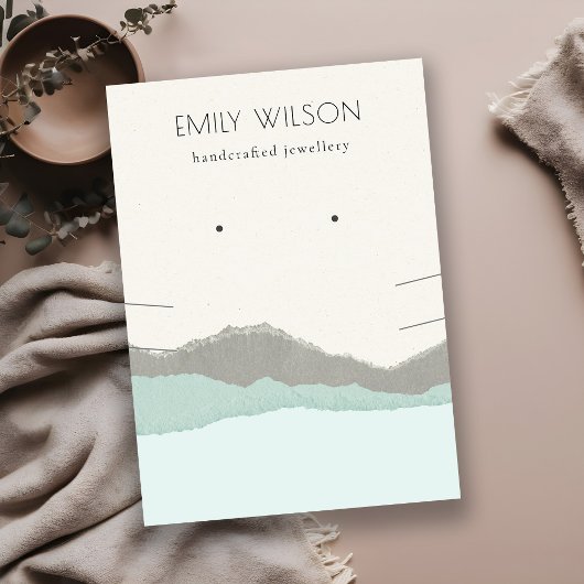 Pastel Aqua Kraft Mountain Wave Earring Necklace Visitenkarte