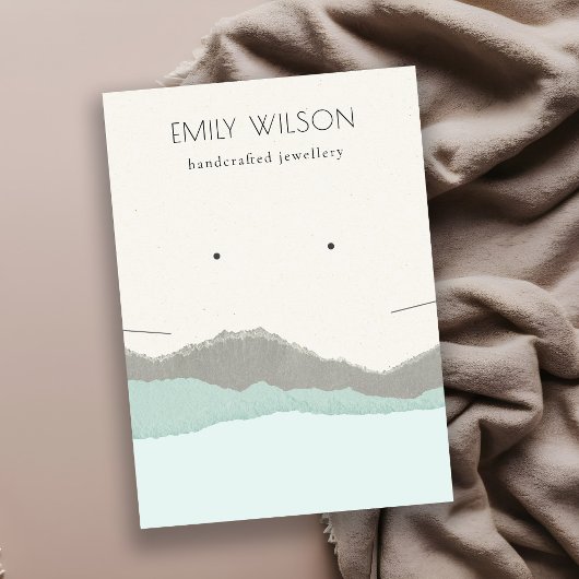 Pastel Aqua Kraft Mountain Wave Earring Necklace Visitenkarte