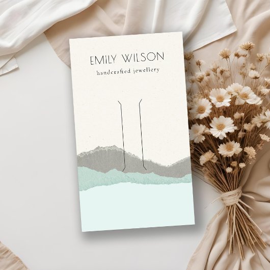 Pastel Aqua Kraft Mountain Wave Hair Clip Display Visitenkarte