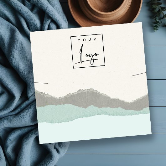 Pastel Aqua Kraft Mountain Wave Necklace Display Quadratische Visitenkarte
