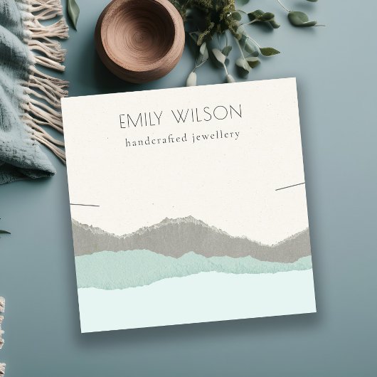 Pastel Aqua Kraft Mountain Wave Necklace Display Quadratische Visitenkarte