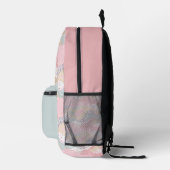Pastel Aqua Pink Gold Wavy Muster Bedruckter Rucksack (Rechts)