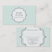 Pastel Aqua Polka Dots Filigree Hair Stylist Cards Terminkarte (Vorne/Hinten)