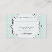 Pastel Aqua Polka Dots Filigree Hair Stylist Cards Terminkarte (Rückseite)