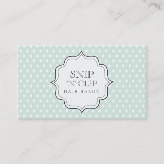 Pastel Aqua Polka Dots Filigree Hair Stylist Cards Terminkarte (Vorderseite)
