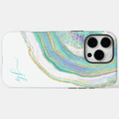 Pastel Aqua und Lila Agate mit Monogram Case Ma (Rückseite (Horizontal))