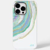 Pastel Aqua und Lila Agate mit Monogramm Case-Mate iPhone Hülle (Rückseite)