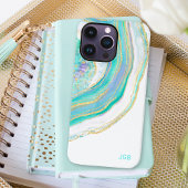 Pastel Aqua und Lila Agate mit Monogramm Case-Mate iPhone Hülle