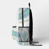 Pastel Aqua und Lila Agate-Muster mit Name Bedruckter Rucksack (Rechts)