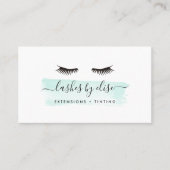 Pastel Aqua Watercolor Lash Services Visitenkarte (Vorderseite)
