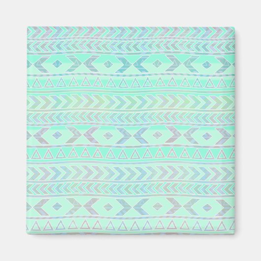 Pastel Aquamarin Aztec Art Style Muster Magnet (Vorne)