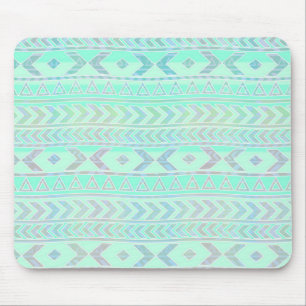 Pastel Aquamarin Aztec Art Style Muster Mousepad