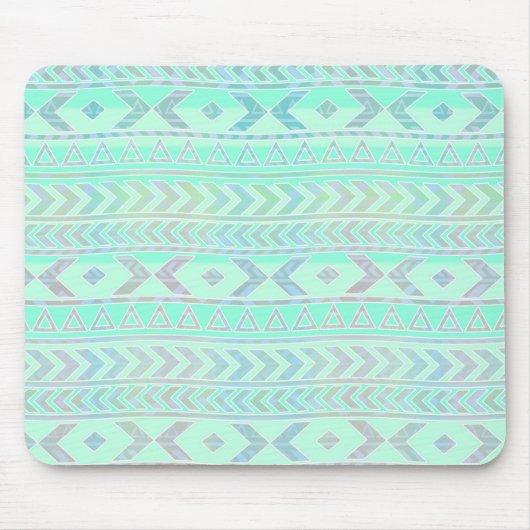 Pastel Aquamarin Aztec Art Style Muster Mousepad (Vorne)