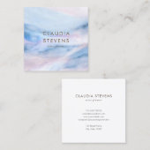Pastel Aquamarin Blau Lila Marmormuster Quadratische Visitenkarte (Vorne/Hinten)