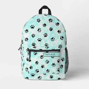 Pastel Aquamarin Blue White Shibori Paw Muster Nie Bedruckter Rucksack
