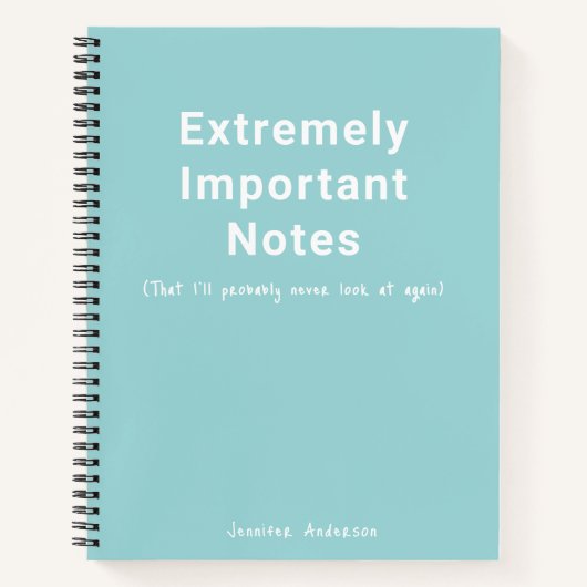 Pastel Aquamarin Blue Wichtige Hinweise Einfache T Notizblock (Vorderseite)