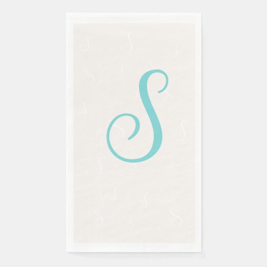 Pastel Aquamarin Elegant Duplikat Monogramm | Wäsc Serviette (Vorderseite)
