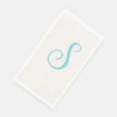 Pastel Aquamarin Elegant Duplikat Monogramm | Wäsc Serviette (Ecke)