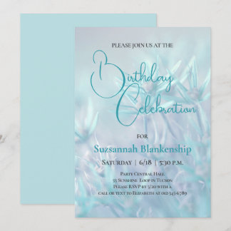 Pastel Aquamarin floraler Hintergrund Geburtstagsp Einladung