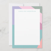 Pastel Aquamarin Lilac Geometric Border Personalis Mitteilungskarte (Vorderseite)