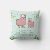Pastel Aquamarin Niedlich Pink Llama Baby Girl Bir Kissen (Vorderseite)