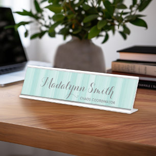 Pastel Aquamarin und Gray Stationery Suite für Fra Schreibtischnamensplakette