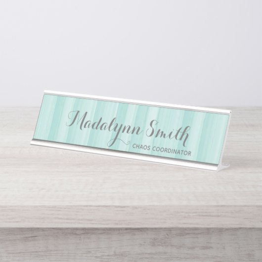 Pastel Aquamarin und Gray Stationery Suite für Fra Schreibtischnamensplakette (Vorderseite )