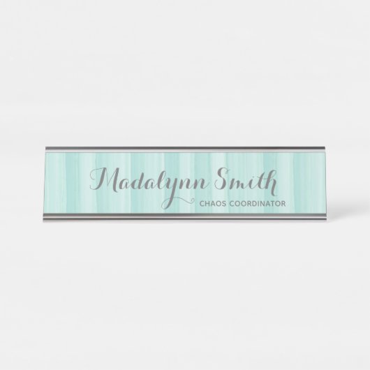 Pastel Aquamarin und Gray Stationery Suite für Fra Schreibtischnamensplakette (Vorderseite )