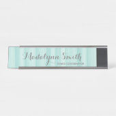 Pastel Aquamarin und Gray Stationery Suite für Fra Schreibtischnamensplakette (Vorderseite )