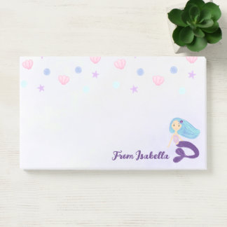Pastel Aquamarin und Lila Mermaid Princess Post-it Klebezettel