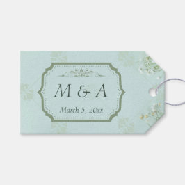 Pastel Aquamarine weiße Blume Hochzeit Geschenkanhänger