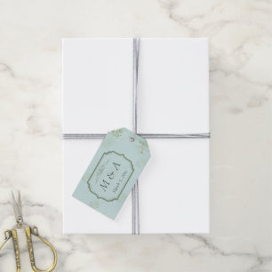 Pastel Aquamarine weiße Blume Hochzeit Geschenkanhänger