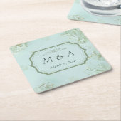 Pastel Aquamarine weiße Blume Hochzeit Rechteckiger Pappuntersetzer (angewinkelt)