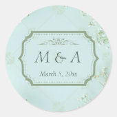 Pastel Aquamarine weiße Blume Hochzeit Runder Aufkleber (Vorderseite)