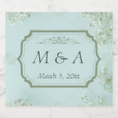 Pastel Aquamarine weiße Blume Hochzeit Schaumweinetikett (Einzelnes Label)