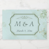 Pastel Aquamarine weiße Blume Hochzeit Schaumweinetikett (Einzelnes Label)