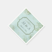 Pastel Aquamarine weiße Blume Hochzeit Serviette (Ecke)