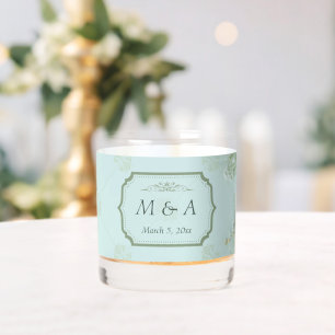 Pastel Aquamarine weiße Blume Hochzeit Whiskyglas